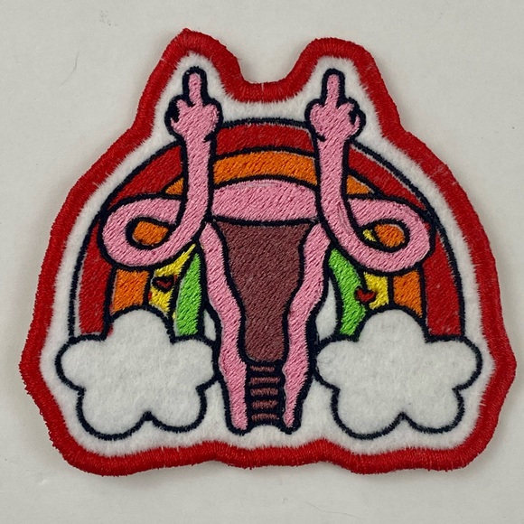 Rainbow Uterus Iron-on or Sew-on Patch. Measures approx 3”x 4”. - Picture 4 of 6